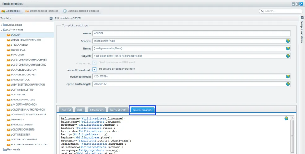 Image: optivo broadmail tab Image: optivo broadmail tab