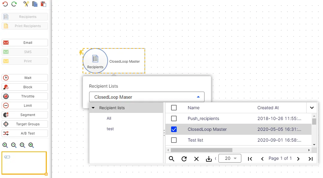 Image: Select the master recipient list Image: Select the master recipient list