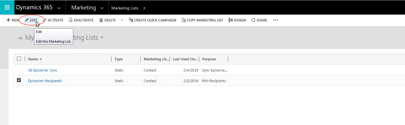 Bild: Marketingliste bearbeiten Bild: Marketingliste bearbeiten