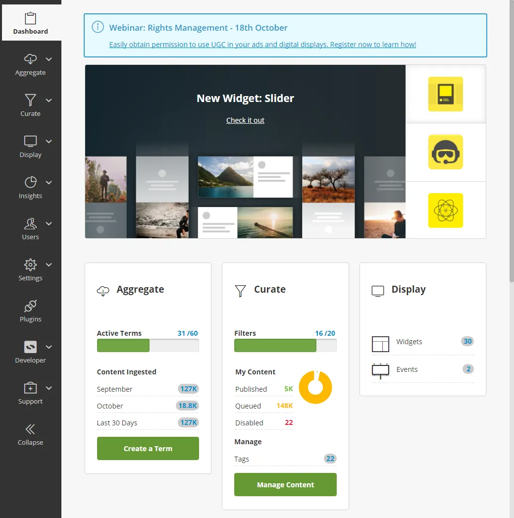 Image: Optimizely UGC dashboard