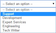 Example of single selection in drop-down list Example of single selection in drop-down list