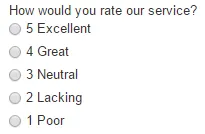 Radio buttons in form Radio buttons in form