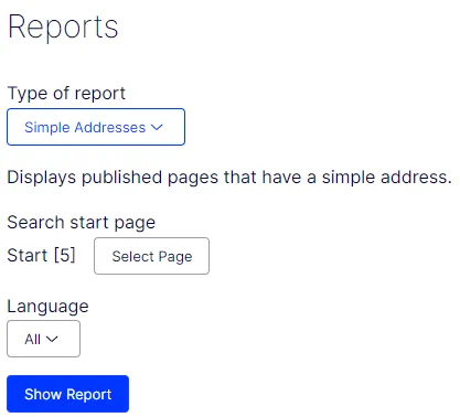 CMS 12 reports simple address CMS 12 reports simple address