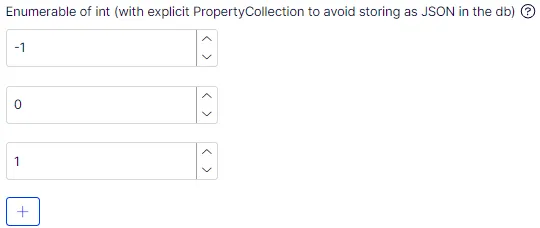 Enumerable of int List type (with PropertyCollection)