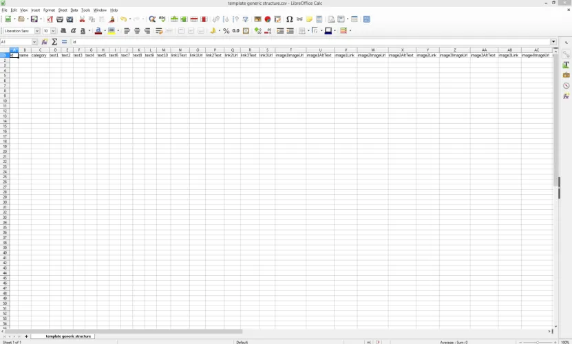 Image: Template spreadsheet Image: Template spreadsheet