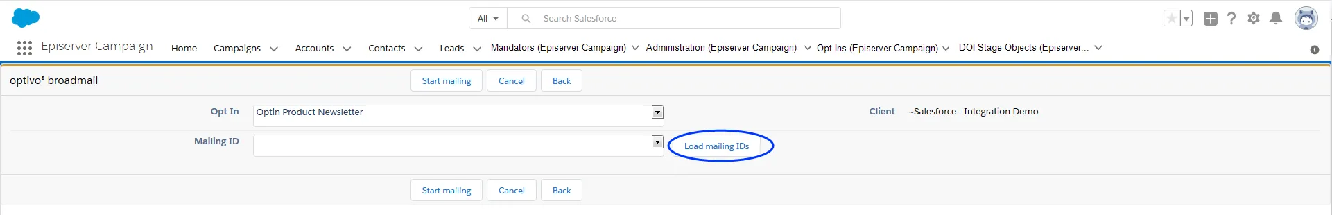 Image: Load mailing IDs