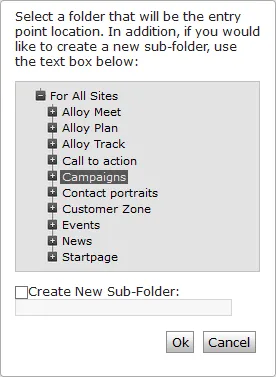 Selecting an empty folder in CMS or Commerce
