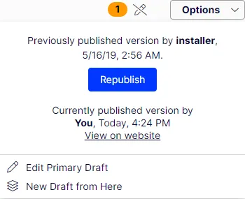 Republish a version