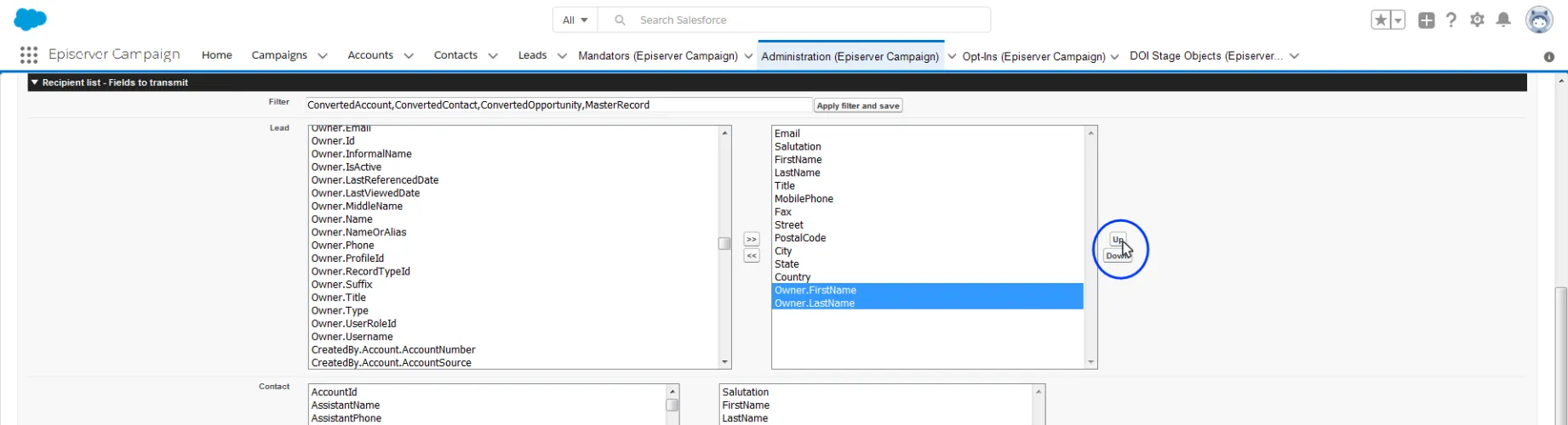 Image: Change data field order Image: Change data field order