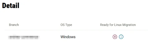 screenshot of the Mission Control instance detail page where the Ready for Linux Migration column displays No Linux build found – rebuild to verify screenshot of the Mission Control instance detail page where the Ready for Linux Migration column displays No Linux build found – rebuild to verify