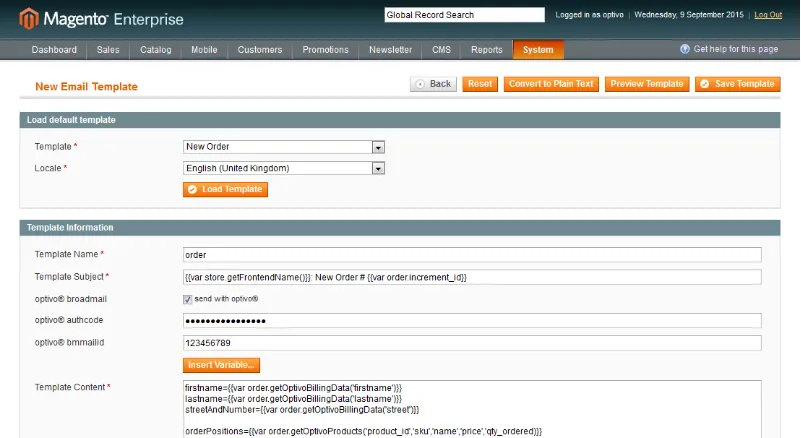 Bild: Neue E-Mail-Vorlage Bild: Neue E-Mail-Vorlage