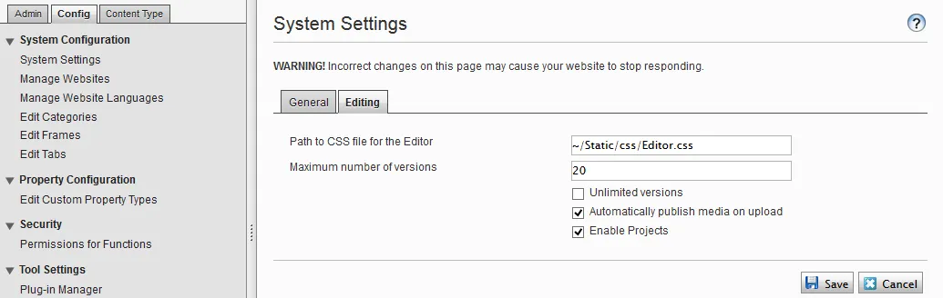 Content CSS Path setting in the TinyMCE editor