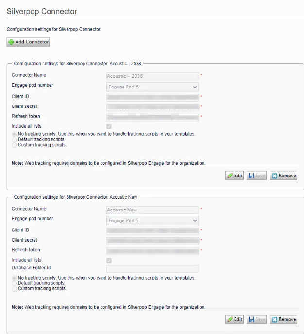 Enter the information associated with your Acoustic (Silverpop) account