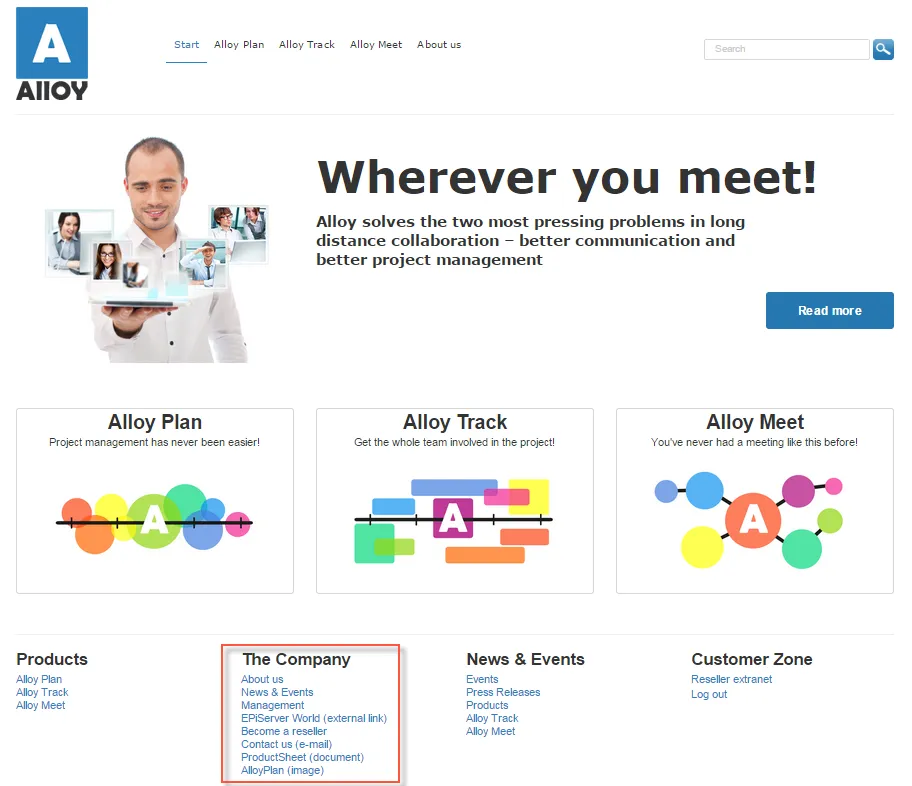 A link collection is a property where you can manage a group of links.
