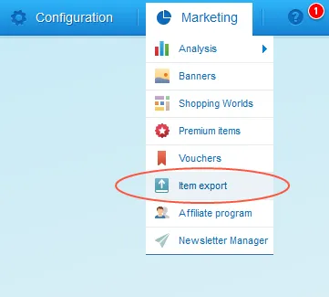 Bild: Produktexporte im Marketing-Menü