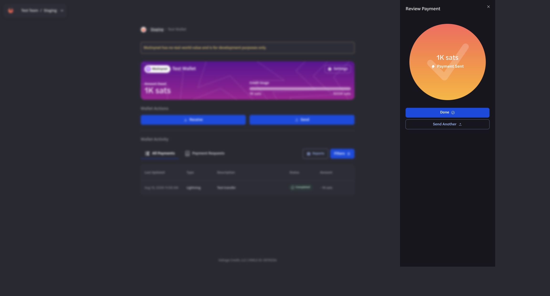 Completed test Lightning payment confirmation Completed test Lightning payment confirmation