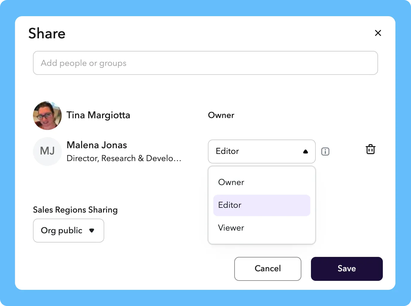 Share with a specific user to see and manage the group type Share with a specific user to see and manage the group type