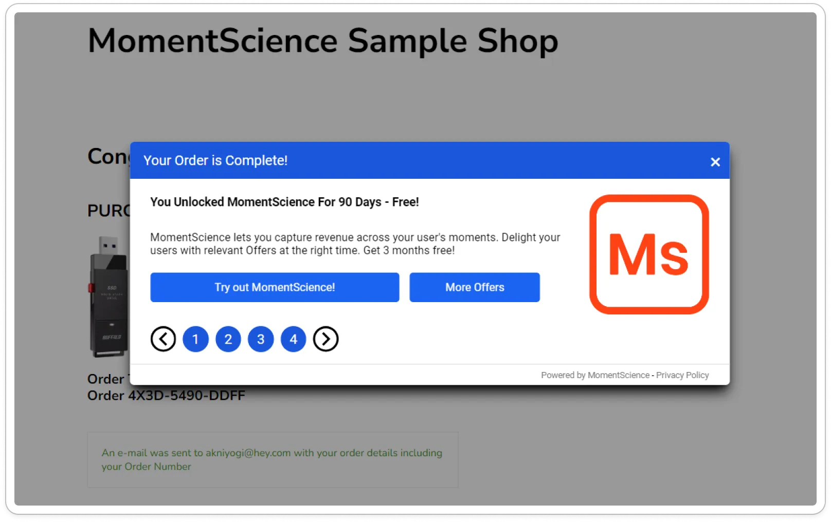 Modal Popup Standard Offer Unit (SOU)