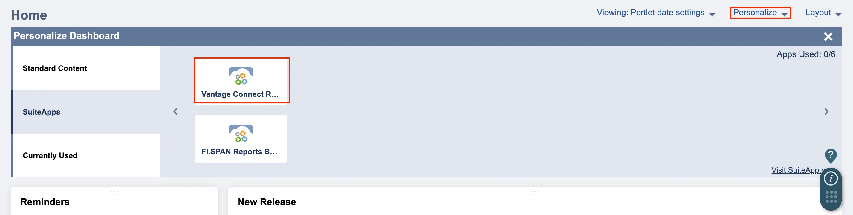 Select Vantage Connect Reports