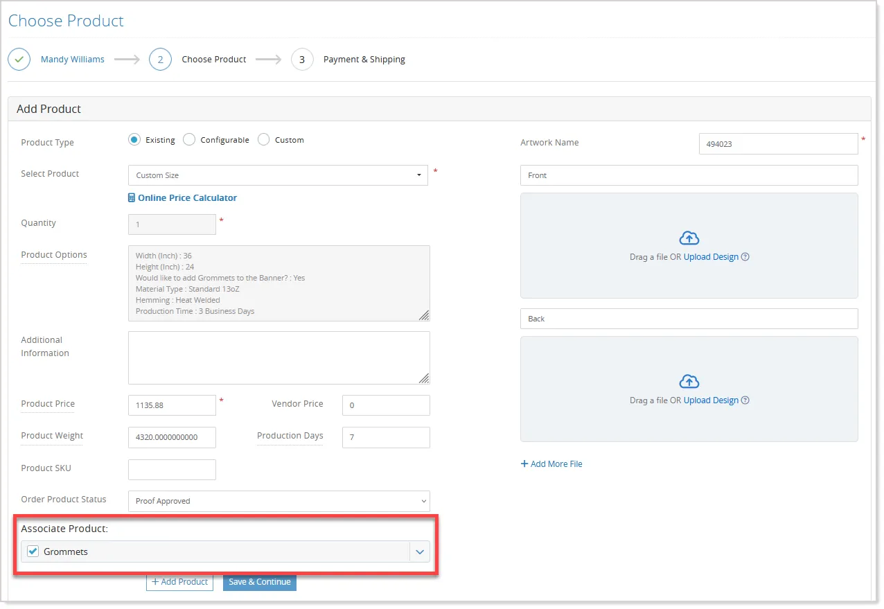Checkbox to Control Associate Product