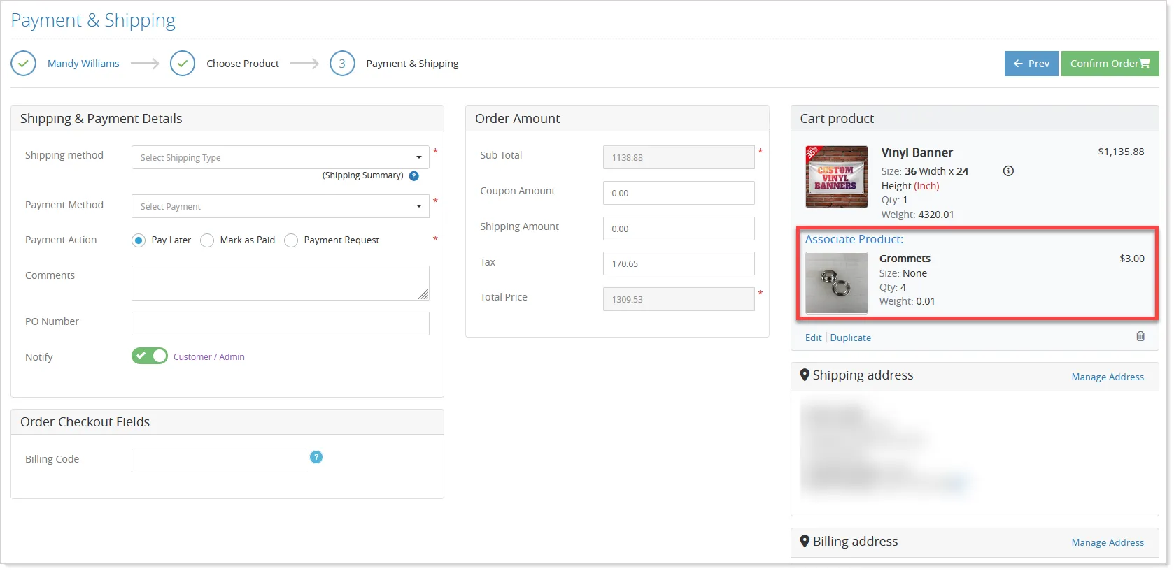Associate Product Details in Cart