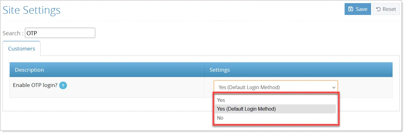 OTP Login Setup