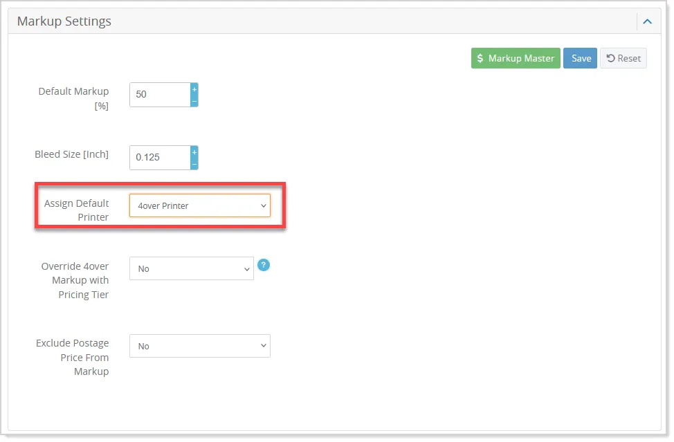 Printer Assignment in 4over Configuration