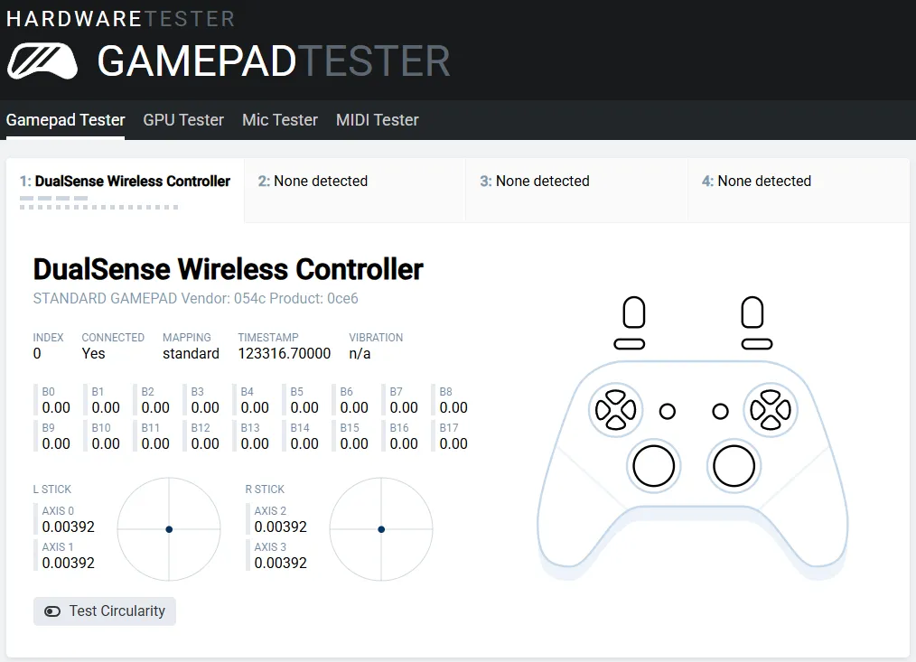 Thanks to gamepad-tester.com