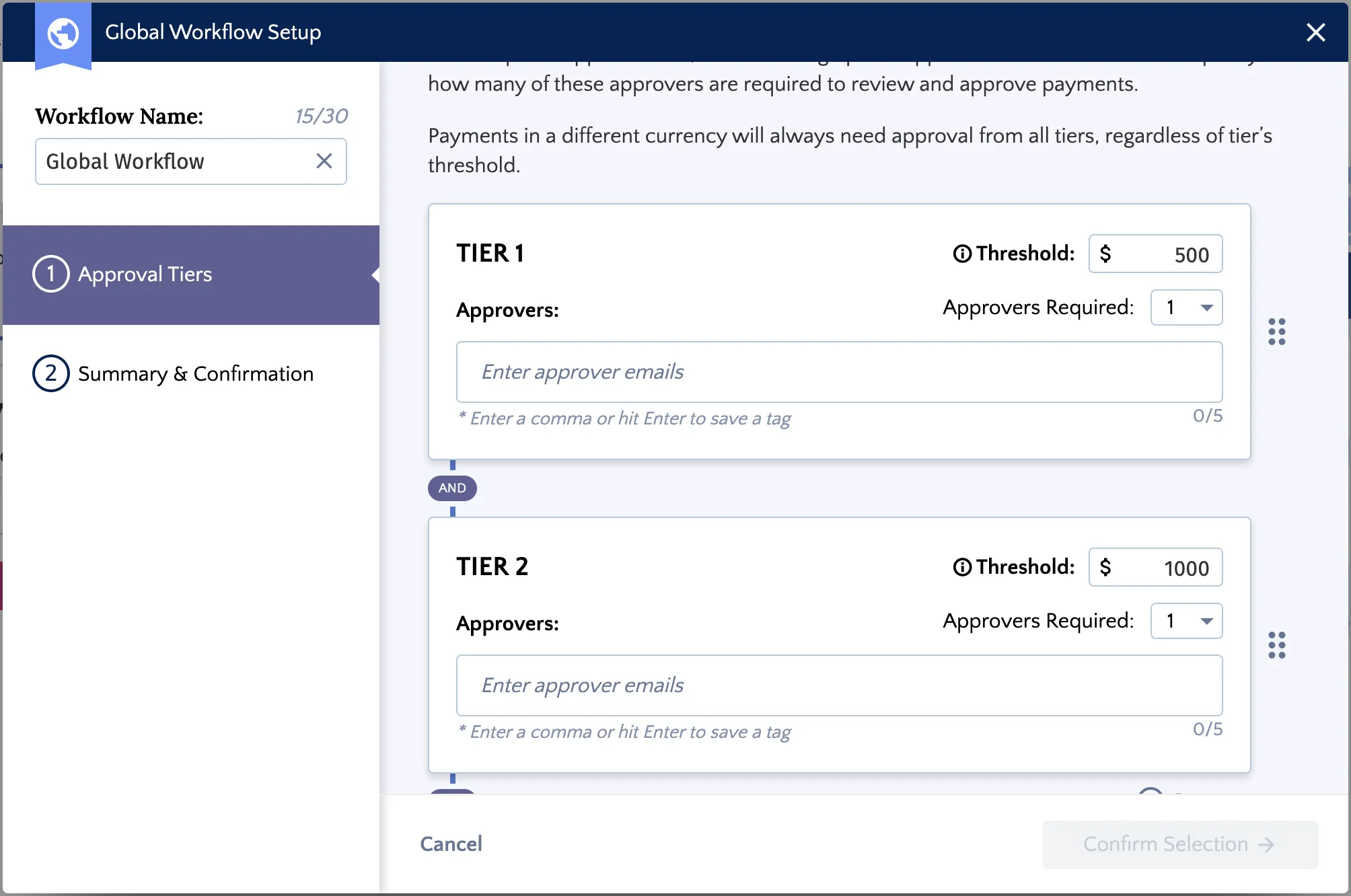 Add Threshold Amount