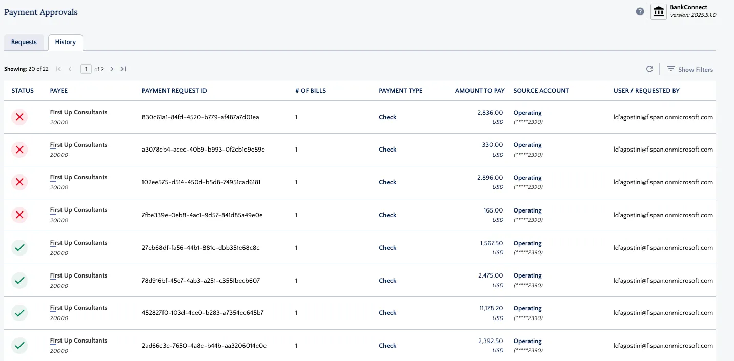 Approval History Page