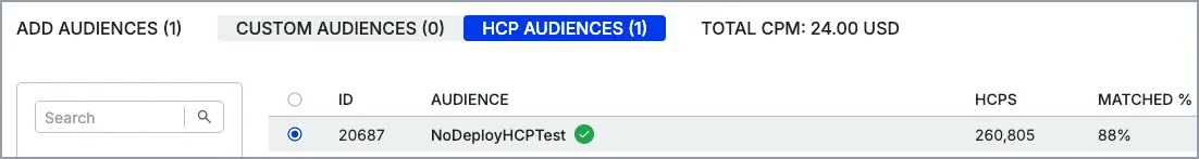 Audience assignment screen in Ad Manager