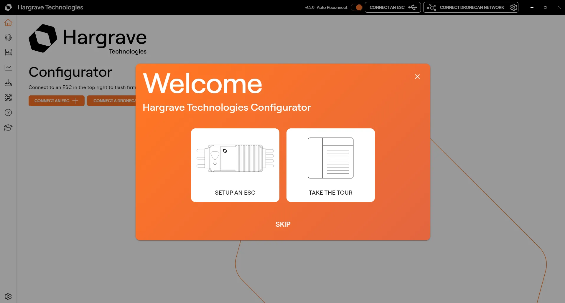 Configurator welcome screen