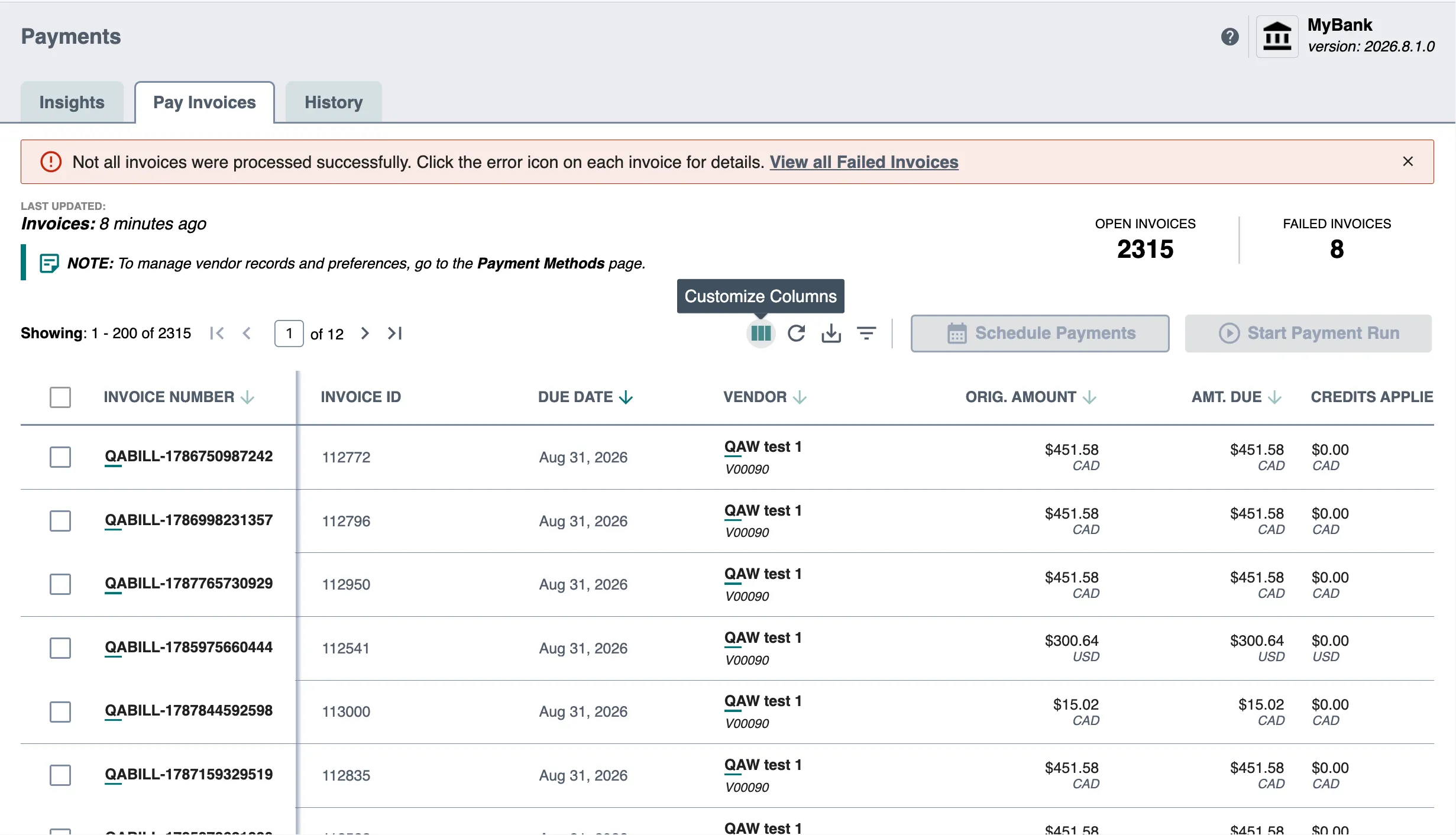 Accessing Customize Columns
