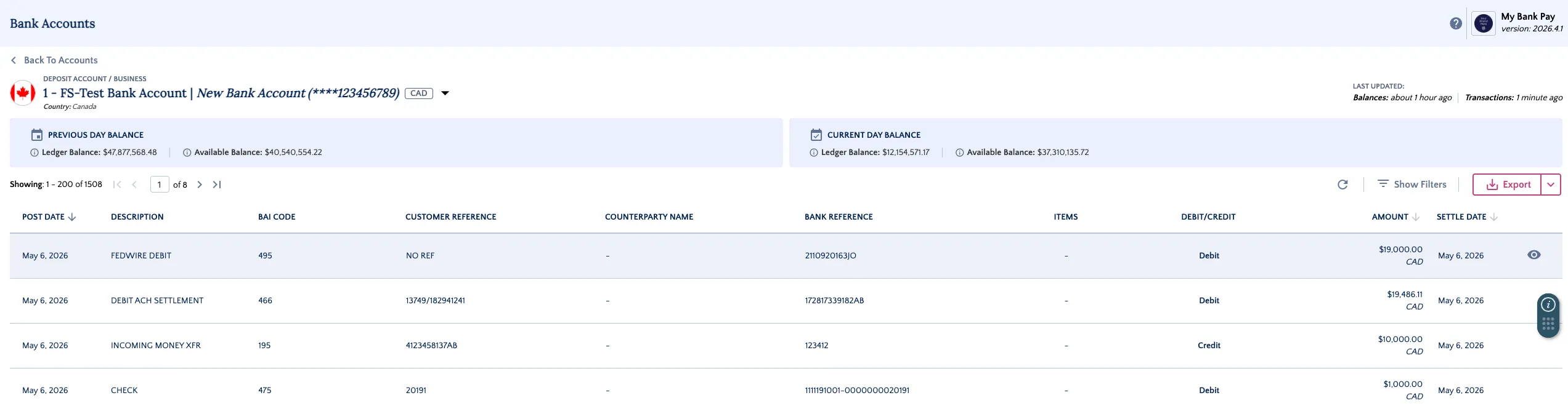 Account Balances and Transactions