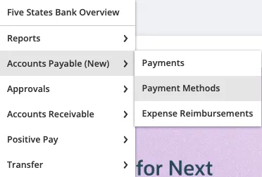 Payment Methods page