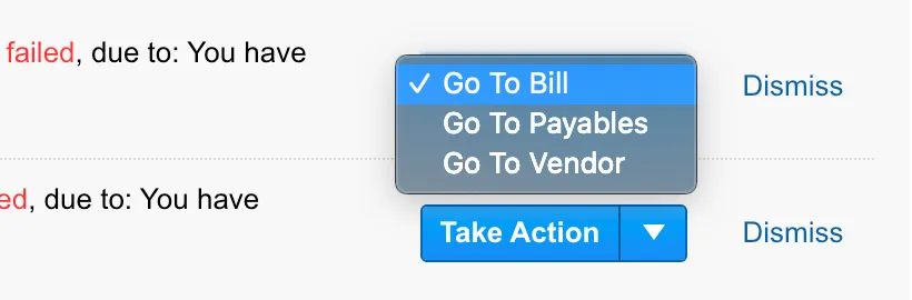 "Take Action" options