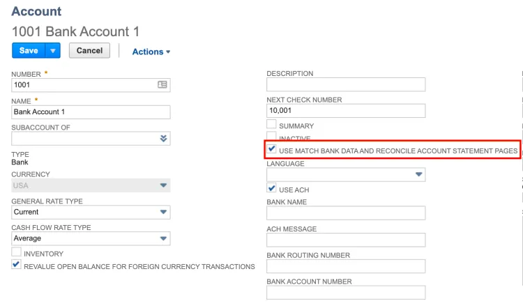 Use Match Bank Data and Reconcile Account Statement Pages