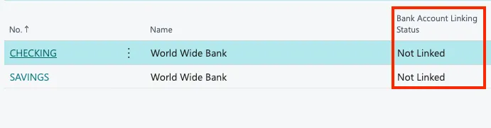 Example of the Not Linked Status