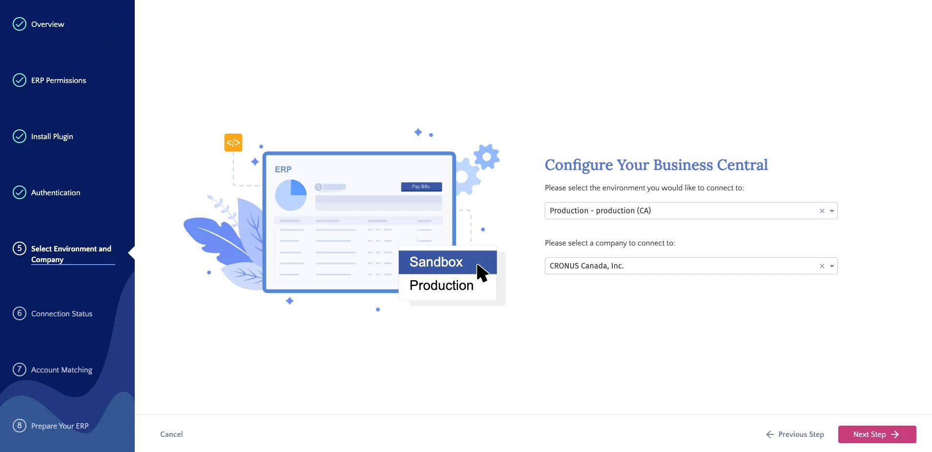 Select Environment and Company