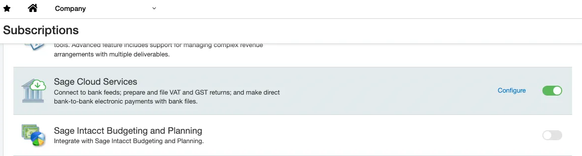 Enable Sage Cloud Services