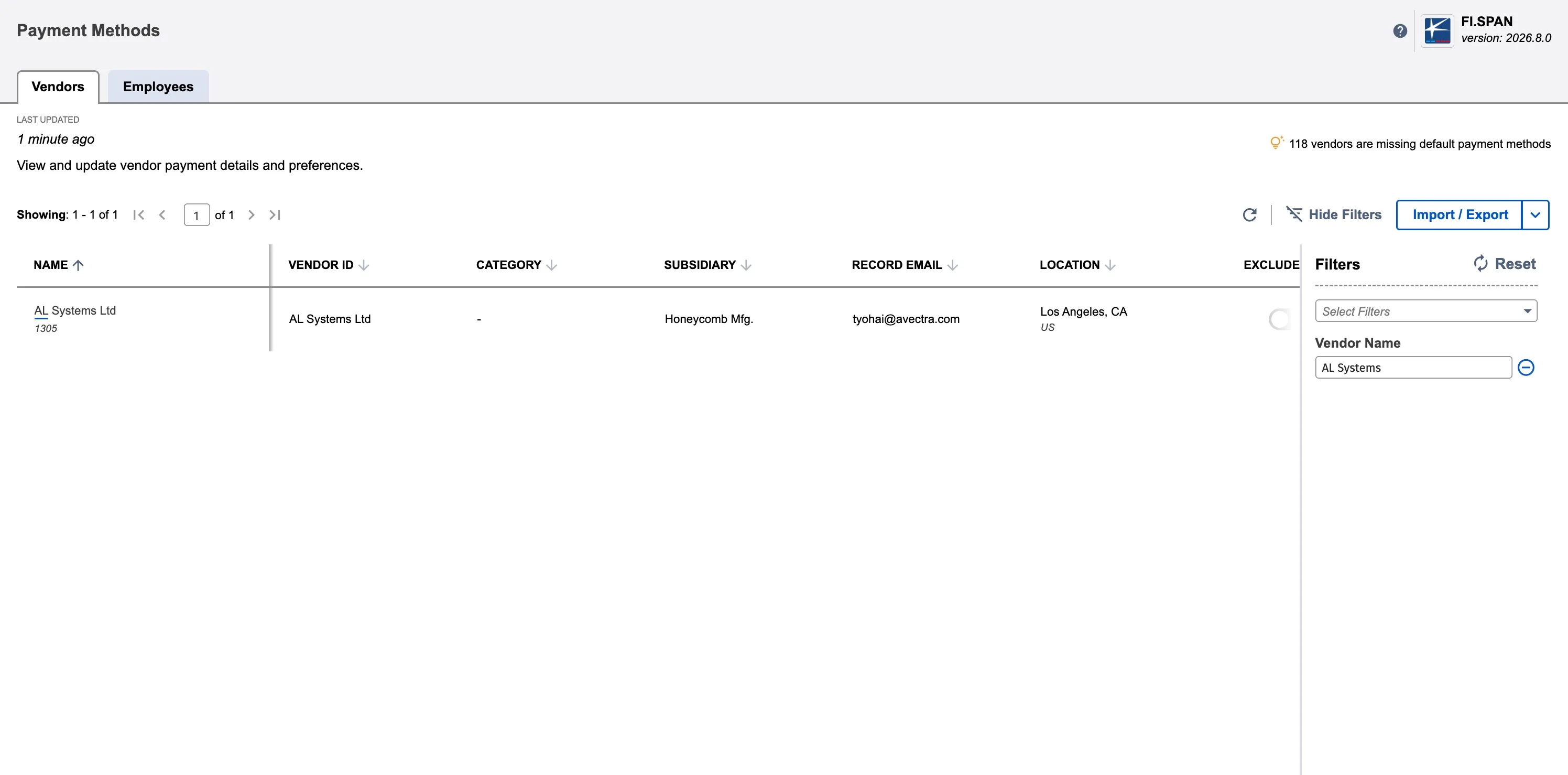 Find Vendor/Employee
