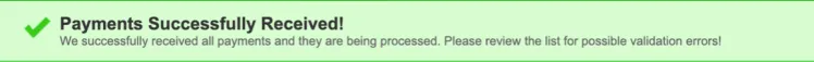 Payments Successfully Received