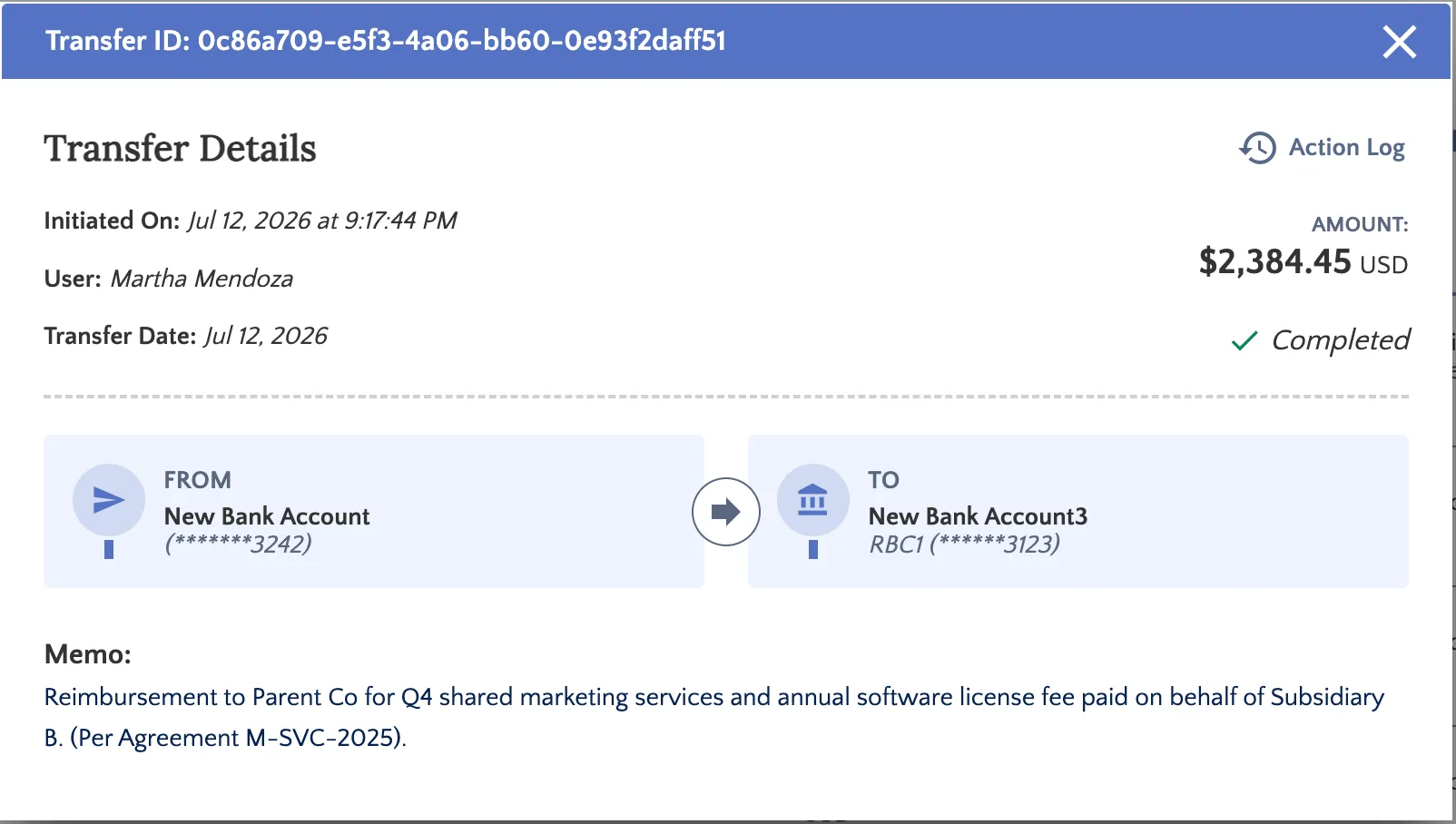 View Transfer Details