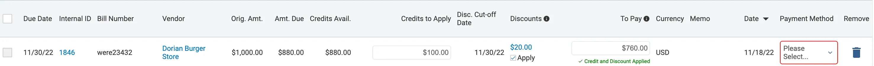 Apply credits