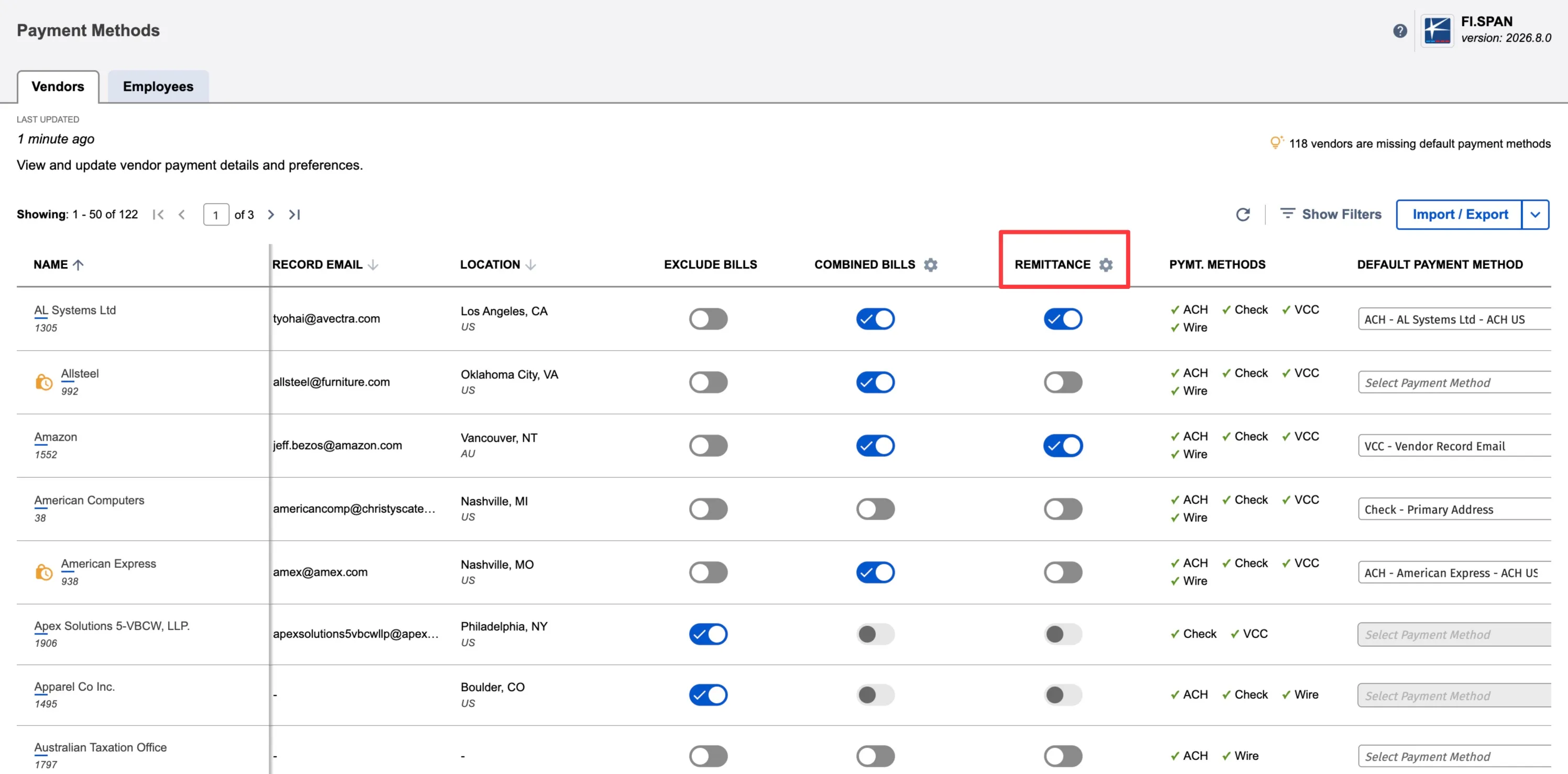 Payment Methods Page