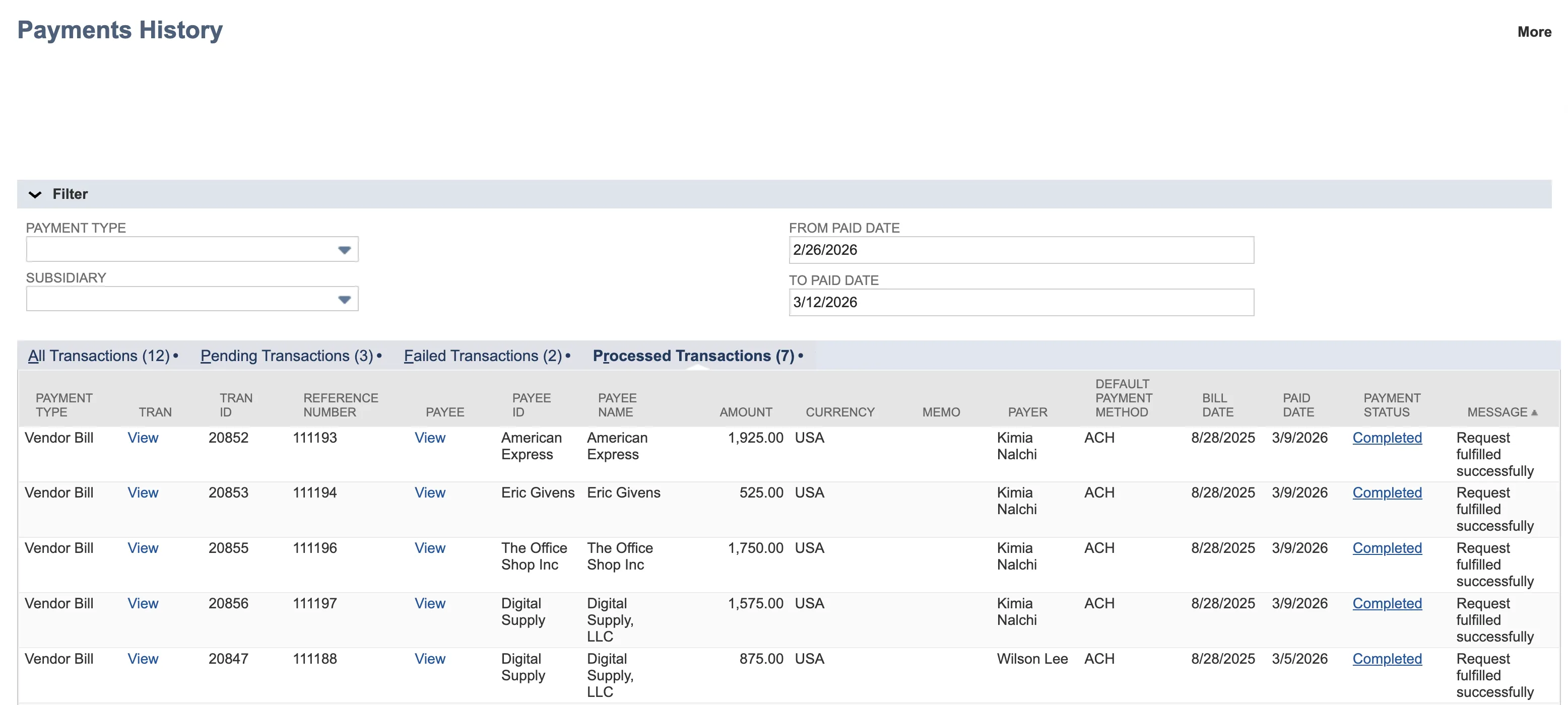 View Payment History - Succeeded 