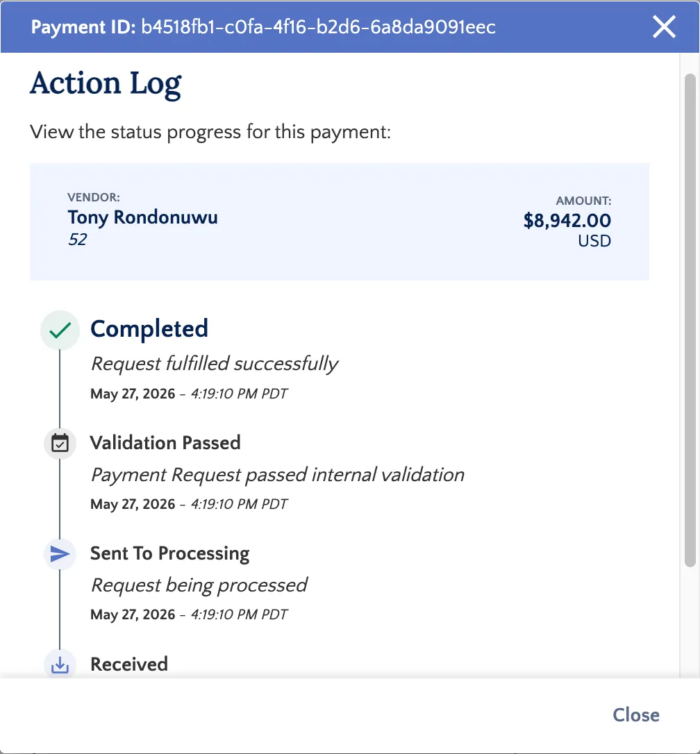 View Action Log