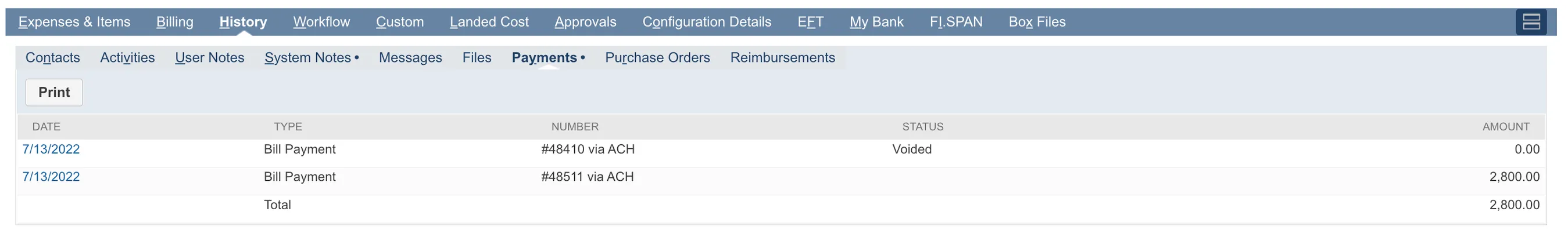 New Bill Payment on Bill