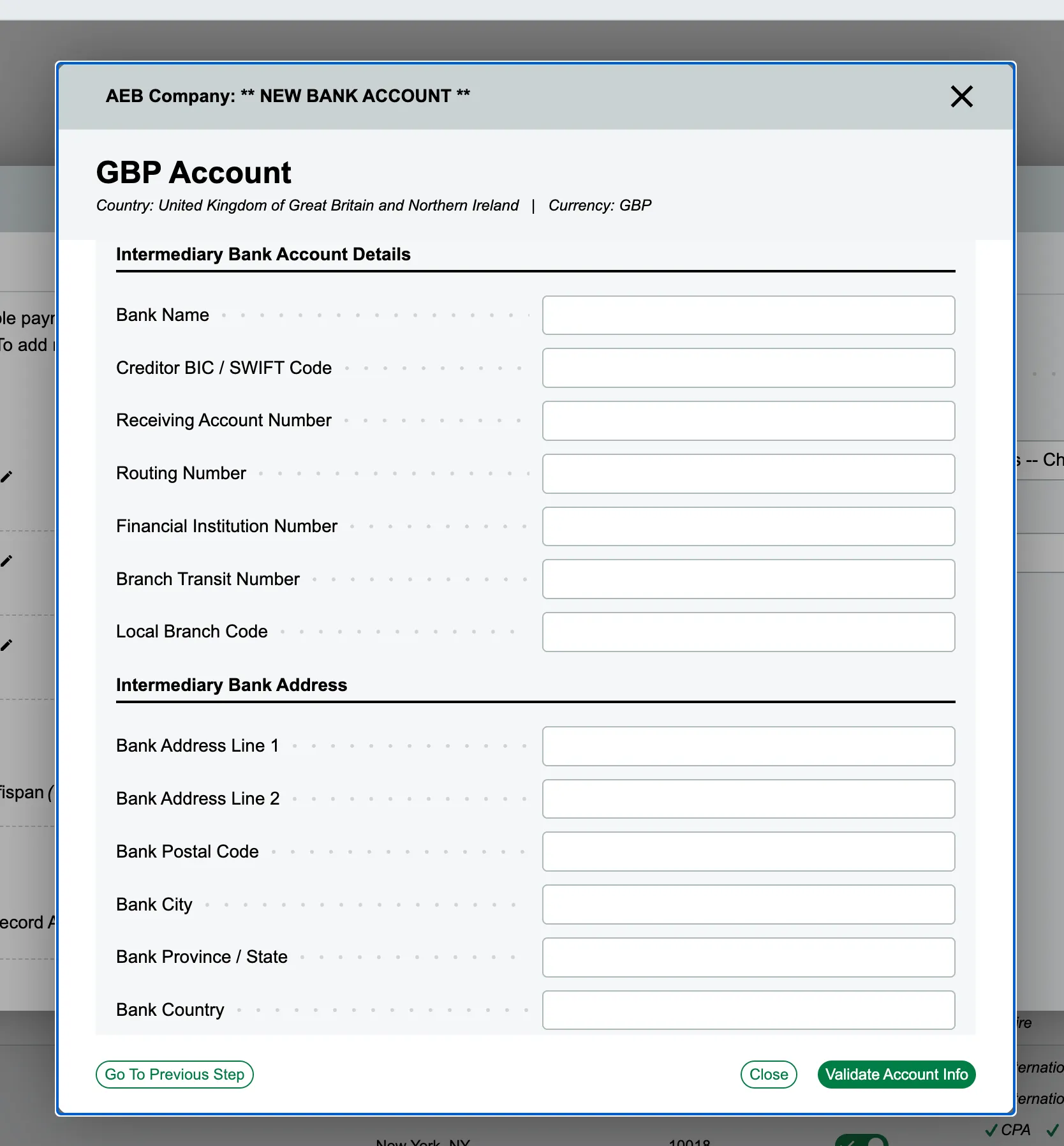 Click Validate Account Info