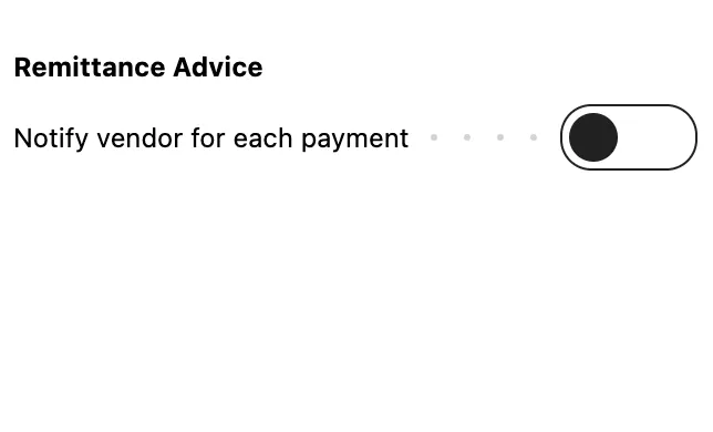 Toggle off Remittance